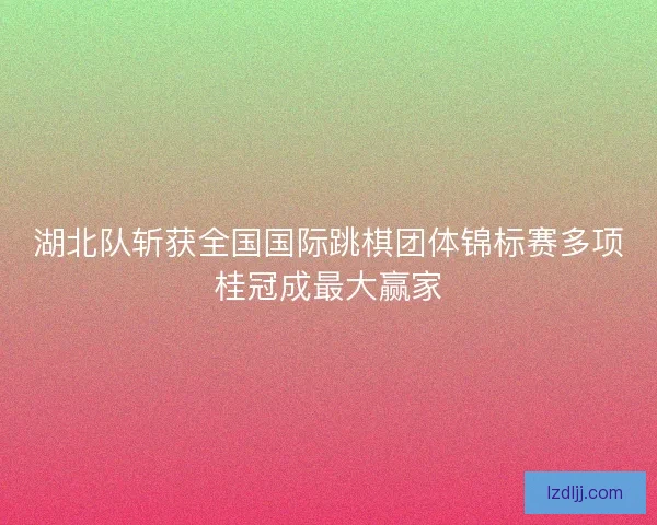 湖北队斩获全国国际跳棋团体锦标赛多项桂冠成最大赢家
